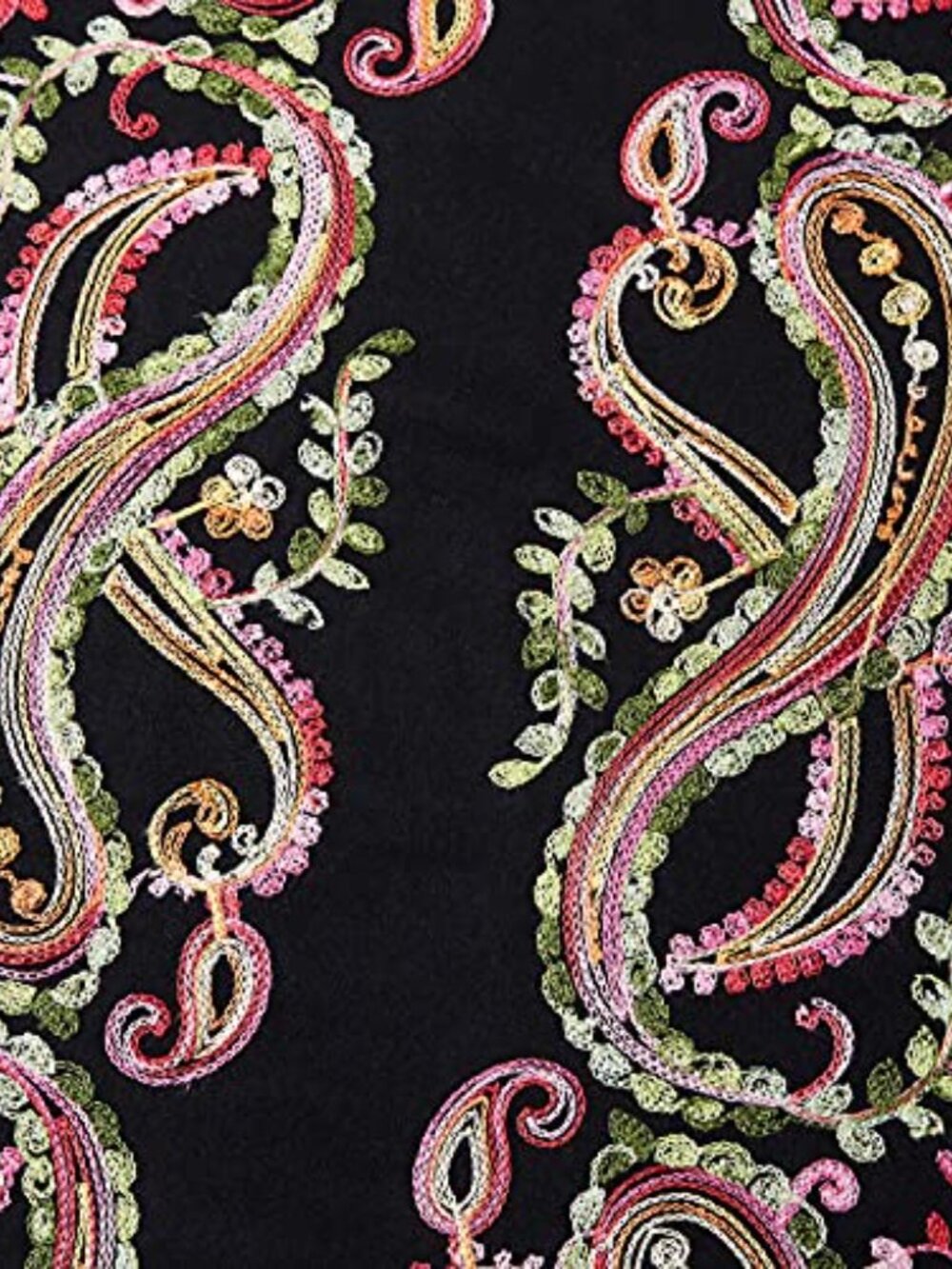 Embroidered Brushed Shawl Paisley Leaves Wrap with Fringes Soft Poncho Cape - Picture 3 of 4